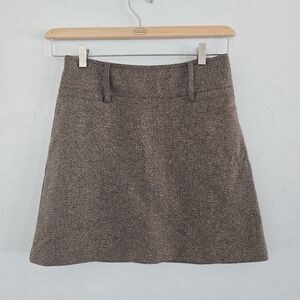 The Limited Mini Skirt A-Linen Brown Tweed Size 6 Wool Blend Careerwear Office